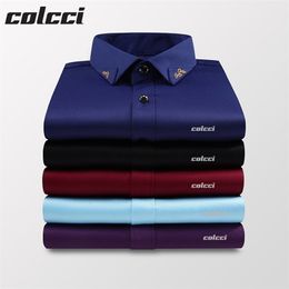 Camisas De Hombre broderie Colcci aramy Sergio K Camisa Slim Fit décontracté social imprimé haut à manches longues hommes chemise 220401