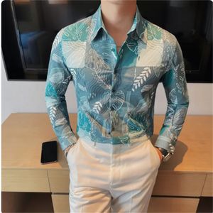 Camisas de Hombre Shirt Men's Men's's Vêtements coréens Luxury Slim Fit Long Shirts Floral pour hommes
