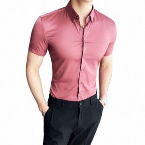 Camisas De Hombre Ropa De lujo coreana verano hombres camisa De manga corta talla grande Slim Fit camisa Social para hombres blusa elegante Homme 3726 #