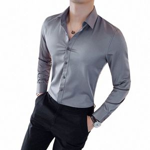 Camisas De Hombre Lg Mouwen Voor Mannen Kleding 2024 Busin Formele Slijtage Camisa Sociale Masculina Slim Fit Chemise Homme l59f #