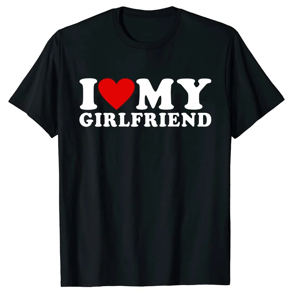 Camiseta corta estampado de cuello redondo para divertida "I Love My Girlfriend So Please Stay Away From Me" novedad de verano