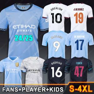 24 25 Camiseta Haaland Julian Alvarez Foden Soccer Jersey 23 2023 2024 2025 Voetbalshirt de Bruyne Man Cities Doku Rodri Grealish Kyle Walker Bernardo Silva Kids Kit