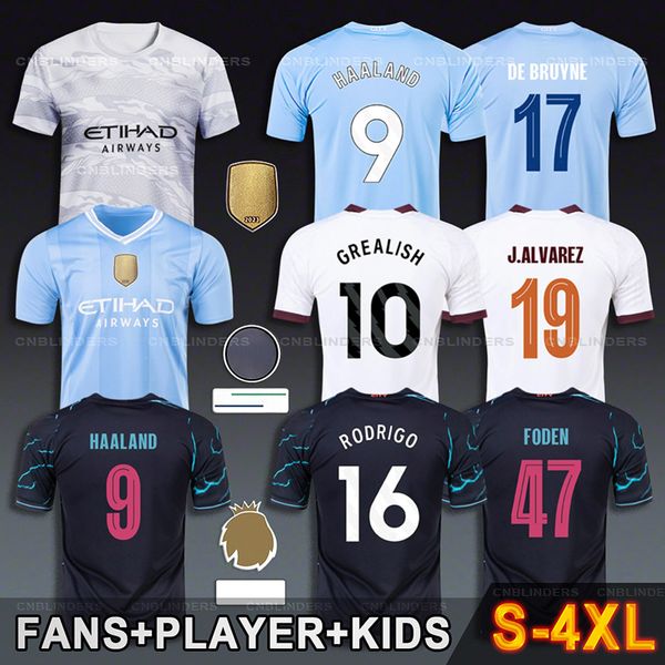 Camiseta Haaland Julian Alvarez Foden Soccer Jersey 2023 Uniforme de fútbol para niños De Bruyne MANS CITIES Dragon Doku Rodri Grealish Kyle Walker Bernardo Silva Camisa