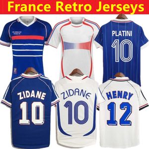 France Retro Shirts 1998 2002 Vintage Zidane Henry Maillot Soccer Shirts 1996 2004 Football Shirt Trezeguet Away Finals 2006 White 2000 Platini
