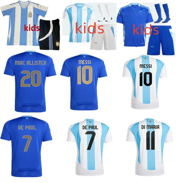 Camisetas ArgENtiNA Soccer Jersey M E S S I Kids Kit 2024 Copa América 3 Estrellas 2025 Copa del Equipo Nacional 24/25 Camiseta de Fútbol Local Visitante Tren DI MARIA LAUTARO MARTINEZ