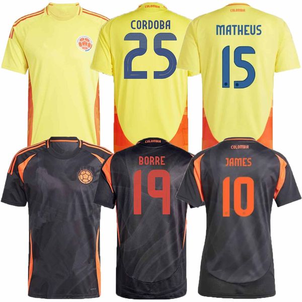 Camisetas Colombia James Jerseys Kit Player Versión 2024 Copa América Equipo nacional de Columbia D.Valoyes Arango C. Chucho Cuadrado Fútbol Camisa de fútbol Uniforme