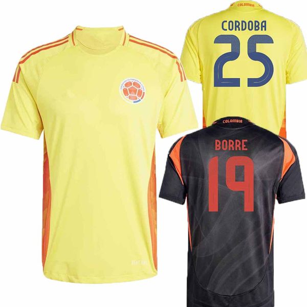 Camisetas Colombia James Jerseys Kit Jugador Versión 2024 Copa América Equipo Nacional Columbia D.Valoyes Arango C. Chucho Cuadrado Football Camiseta