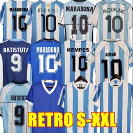 Retro 1986 Voetbalshirt Maradona CANIGGIA 1978 1996 Voetbalshirt Batistuta 1998 RIQUELME 2006 1994 ORTEGA CRESPO 2014 2010 Argentinië simeone ZANETTI 2001 VERON