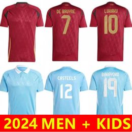 Camisetas Kits para niños FANS Jugador 2024 Eurocopa Equipo nacional Camiseta de fútbol Bélgica Local Visitante DE BRUYNE LUKAKU DOKU Camisetas de fútbol CARRASCO TIELEMANS BAKAYOKO