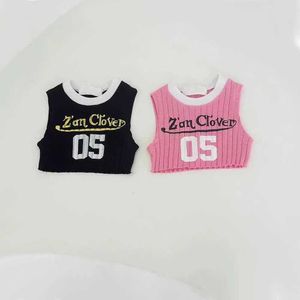 Camisole Baby Girl Mouwess T-shirt Kindrens gestreepte vest Kinderondergoed 2024 Lente/zomervest Top Koreaans Stylel2405