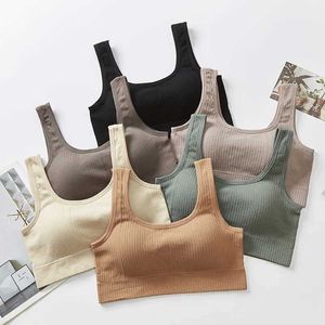 Camisole Femmes Coton Sous-vêtements Tops Sexy Sexy Color Color Bra Fashion Wide Sling Sports Tank Up Female Overwear Top Lingerie Sexy Y240528