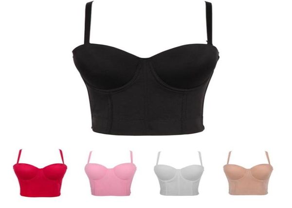 Camisolas estilo halter top corto sujetador de color sólido chaleco cabestrillo pequeño correa de hombro desmontable que forma el pecho corto de danza chica envuelta 9182343