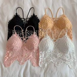 Camisoles Tanks 2023 Fashion Mesh dentelle Femmes Crop Tops Gest Push Up BRALET FEMMES CORSET BRA BRA SEXY V TANK Camisole en V V et taille