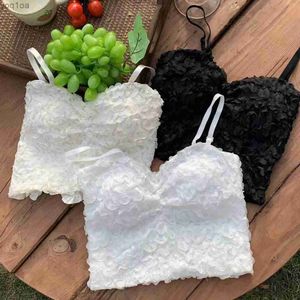 Camisoles Tanks 2023 Summer French Style Women Lace Bralette Beauty Back Underwear Sexy Tube Tops Vest Female Add Pad Wireless Bra Suspender TopL231031