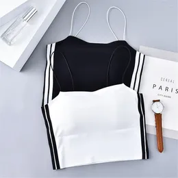 Camisoles Tanks 2024 Fashion Femmes Blanc / Black Spaghetti Strap Crop Top Sexy Bodycon Sans manches Cami Tube Basic Plain Camisole