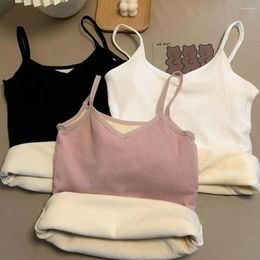 Camisoles Tanks 2024 femmes Plus gilet de velours hiver épaissir sous-vêtements chauds haut épais Camisole thermique bretelles confortables femme A9J8