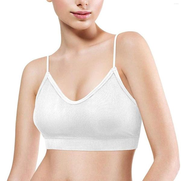 Camisoles Tanks 6 Pièces Soutien-Gorge Femmes Sans Couture Rembourré Camisole Bandeau Sport Sommeil Haut Court Sous-Vêtements Sans Fil en Forme de V Bralette Lingerie