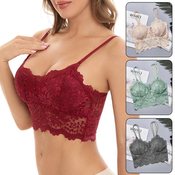 Camisoles réservoirs 8 couleurs cultures haut soutien-gorge réglable femmes mode sans manches débardeurs dentelle Bralette dames Camisole grande taille