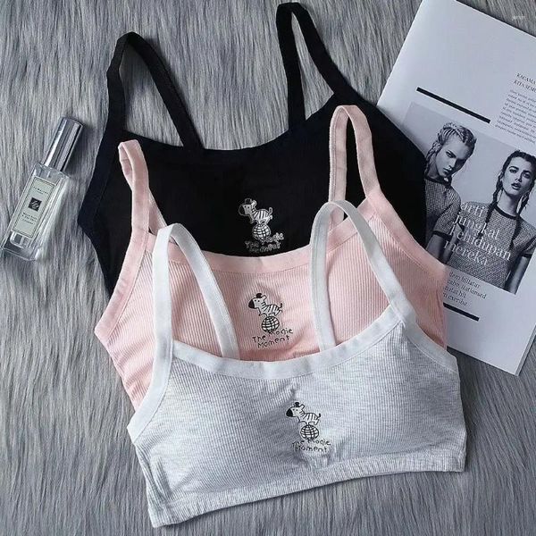 Camisoles Tanks 9-18y Girls Underwear Soft Cotton Bra For Kids Teenage Training Small Vest Puberty Clothing Wire Free Bar 2024