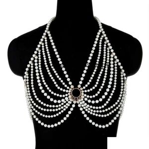 Camisoles Réservables Halter Halter Pearl Sling Bralette Chain Womens Y Bra Lady Femed Fashion Nightclub Festival Body Body Jewelry Accessor Otqfk