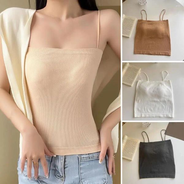 Camisolas Tanques Bandeau Sin Mangas Sujetador Sin Costuras Chaleco Acanalado Sin Alambre Slim Fit Mujer Acolchado Sling Camiseta Sin Mangas Casual Camiseta De Mujer Camisola