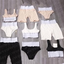 Camisoles Tanks Brands Womens Bra Briefs 3 PCS Conjunto de ropa de yoga Shorts de cintura alta Cadral de deportes elásticos para la entrega de caída femenina otpnd