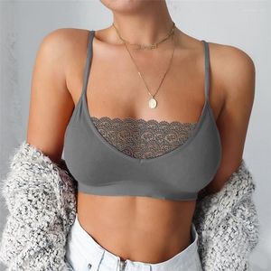 Camisoles Tanks Bras Voor Vrouwen Sexy Kant Bralette Dunne Bandjes Dieptepunt Tube Top Effen Kleur Lingerie Draadloze Beha Ondergoed