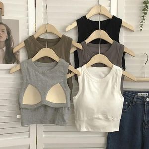 Camisoles Tanks Bijgesneden Vest Vrouwelijke Top Ondergoed Bh's Beha Borst Lingerie Vrouwen Met Push Eendelige Pad Sexy Bh Naadloze tops