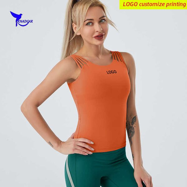 Camisolas Tanques Custom Push Up Yoga V Mujer Ropa deportiva Camiseta Gimnasio Fitness Qui Dry Tank Top Sin mangas Camisetas para correr Sujetador deportivo Z0322