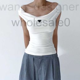 Camisoles Tanks Diseñador de mujeres Summer New Solid Swing Collar Swing Sleeveless Lace sin espalda Camiseta Sexy Vest Top 62KX SJFA