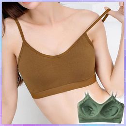 Camisoles Débardeurs Haut Court Élastique Avec Bonnets Sport Push Up Soutien-Gorge Sans Couture Sans Cadre Été Sexy Sangle Anti-Lumière Soutien-Gorge Rembourrage Dames