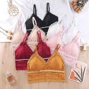 Camisoles Tanks Fashion Moda Meneveless Floral Lace Bra Camisola de algodón de algodón acolchado con estante