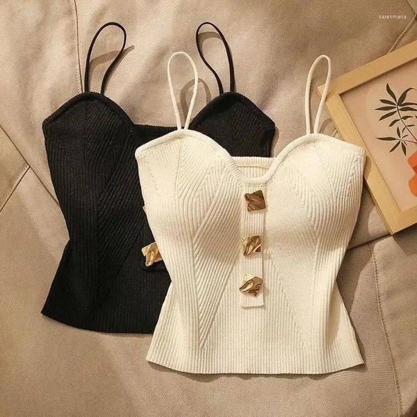 Camisoles réservoirs Style français en tricot croisé jarretelles vêtements d'été pour femmes Sexy beauté Camisole mince haut de gamme bas Bandeau haut