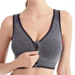 Camisoles Tanks Front Zipper High Stress Breathable Sports Bra Top Fitness Femme Femme Sport pour choc pour faire courir le gymnase Yoga Crop sans couture