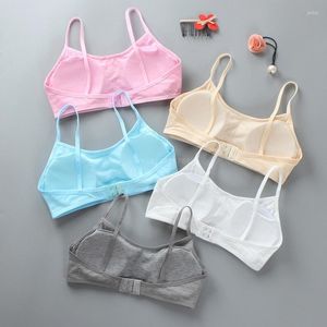 Camisolas Tanques Sujetador con tirantes finos para niñas con almohadilla para el pecho Bralette de color sólido Chaleco con tirantes Ropa interior de entrenamiento deportivo Top corto Ropa interior