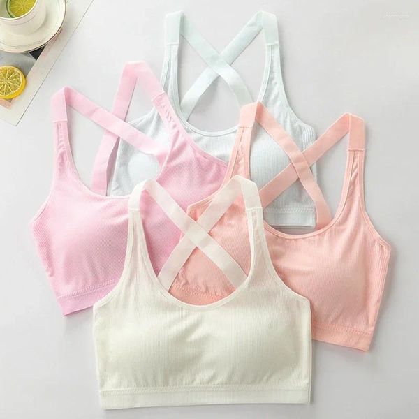 Camisoles Tanks Girls Sports Sports Brainsing Soft Soft Breatable Adolescente de fitness de yoga Top Bras Sport-Up Sportswear Balette Femenina