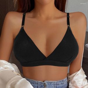 Camisoles réservoirs filles Triangle tasse été mince sans anneau en acier soutien-gorge femme étudiant petite poitrine grand bustier tubulaire sous-vêtements gilet