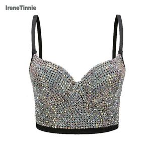 Camisoles Tanks Irene Tinnie Perles faites à la main Jewel Diamond Bralet Soutien-gorge bustier pour femme Corset de fête de mariage Cropped Top Vest Plus Size 230508