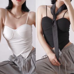 Camisoles Tanks Irrégules Spaghetti-Strap Geste Pure Color Tube-Top Spaghetti STRAP BEATTO Back Slim Fit Sexy With Breast Pad