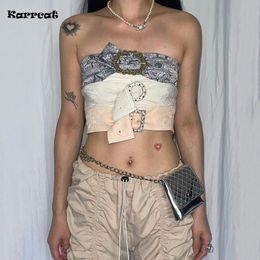 CAMESOLEN Tanks Karrcat Grunge Aesthetics Crop Tops Cyber ​​Y2K Onregelmatige Tube Japanse Harajuku Chic Corset Koreaanse modeontwerpster kleding Party 230503