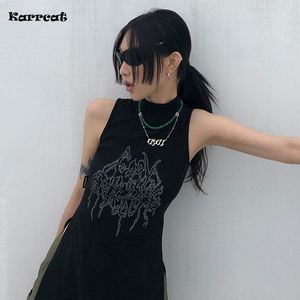 CAMESOS Tanks Karrcat Yamamoto -stijl Black Tank Top Grunge Gothic Turtleneck Tops Cyber ​​Y2K Chic Designer Designed Dark Aesthetic Streetwear 230508