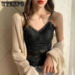 Camisolas sin mangas, Top corto de encaje, lencería Sexy, camisola, Bralette, Tops para dormir en blanco y negro, camisola acolchada con tirantes, camiseta interior para mujer