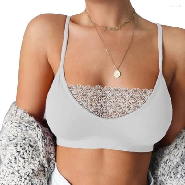 Camisoles Débardeurs Dentelle Patchwork Sans Couture Bralette Tube Top Sous-Vêtements Pour Femmes Sexy Et Flatteur (Noir/Rose/Blanc/Gris/Rouge Vin)