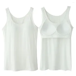 Camisoles Tanks Tops rembourrés pour femmes avec soutien-gorge intégré doux et extensible pour les gilets à ajustement slim (blanc / gris / noir / peau / rose)