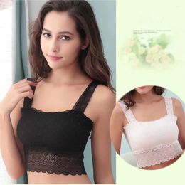 Camisolas sin mangas para mujer, camisola con tubo para el pecho, corpiño de encaje con tirantes elásticos, sujetador bandeau, Top corto sin mangas