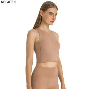 Camisoles Tanks NCLAGEN Sport entraînement soutien-gorge Yoga V pour les femmes en cours d'exécution Blouses haute élastique licou Gym cloing vêtements actifs entraînement débardeur Rop Top Z0322