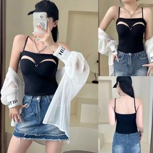 Camisoles Tanks Nylon Sexy tanktop met bandje Trendy ademend met borstkussen Slingvest Zachte binnenlaag Mouwloos crop Yoga Sport