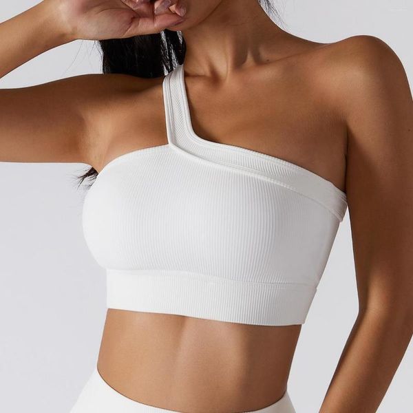 Camisoles Tanks Oblique épaule BRA One-pièces Back Back Exercise Sous-vêtements extérieurs Uster Running Cloth Top Top avec intégré