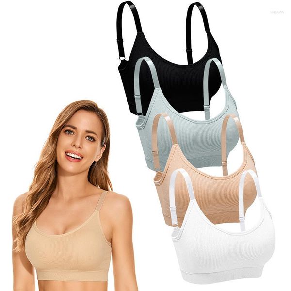 Camisolas Tanques Tallas grandes Yoga Push Up Bra Ropa interior Mujeres Bralette Deportes para gimnasio Crop Top Sin espalda sin costuras