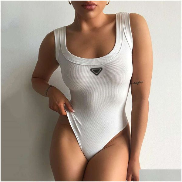 Camisoles Tanks Prrada Designers Marque Y Femmes One Piece Tanks Camis Tops U-Cou Combinaison Babes Filles Côtelé Bretelles En Tricot Gilet Bik Haute Qualité